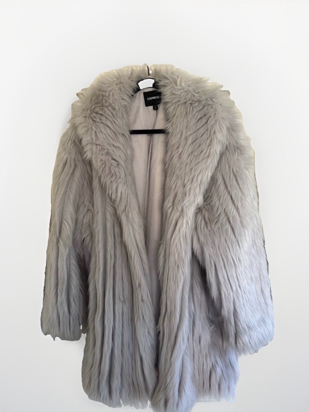 Express Faux Fur Coat Silver Gray Women’s Size Large